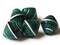 5 21mm Vintage Painted Peruvian Clay Beads - Teal Green Silver and Black Patterned Bicone Beads